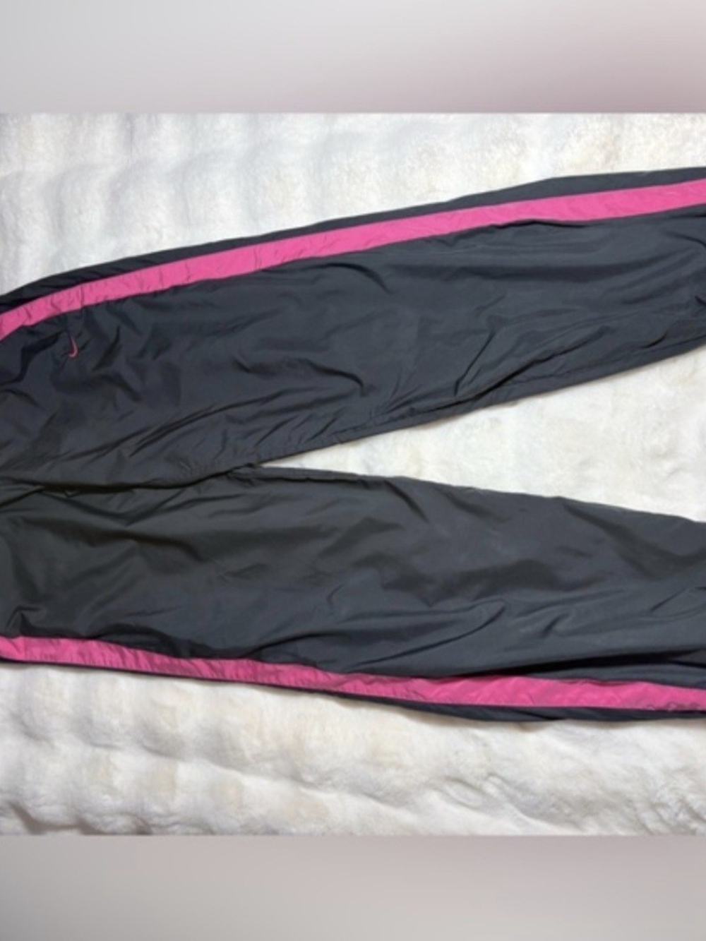 Nike Dark Grey Track Pants with Pink Stripe